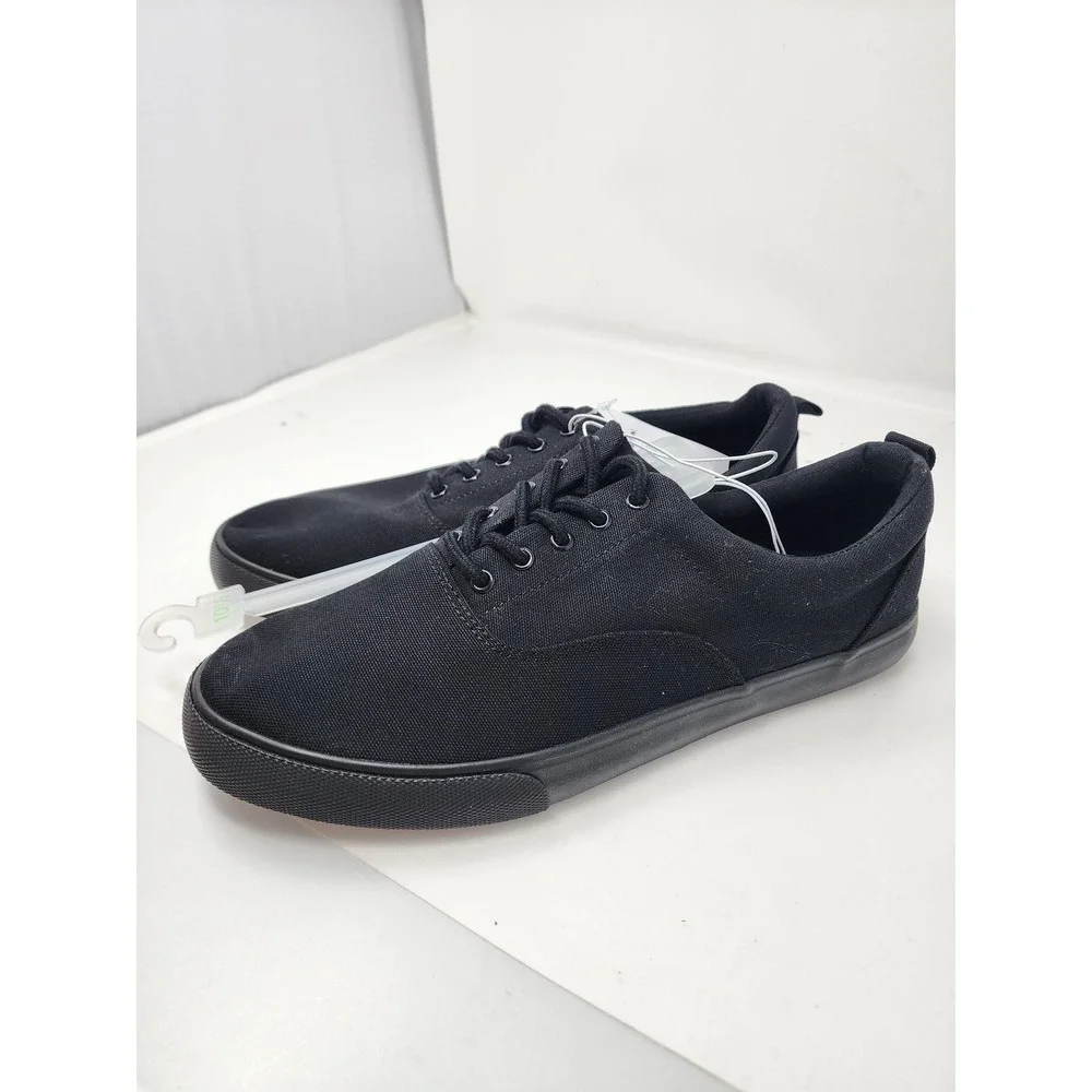 Goodfellow & Co Mens Low Top Lace Up Sneakers Black Canvas Casual Size 10.5